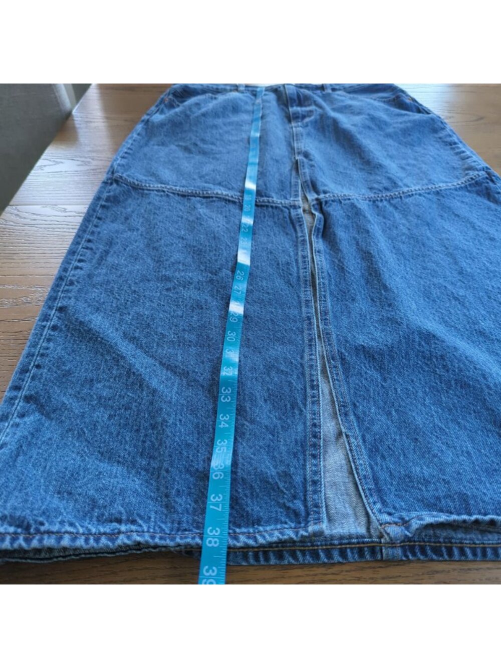 Madewell Denim Cotton Skirt Women’s Size 32 High Rise Front Slit Midi Blue Jean - Picture 12 of 12